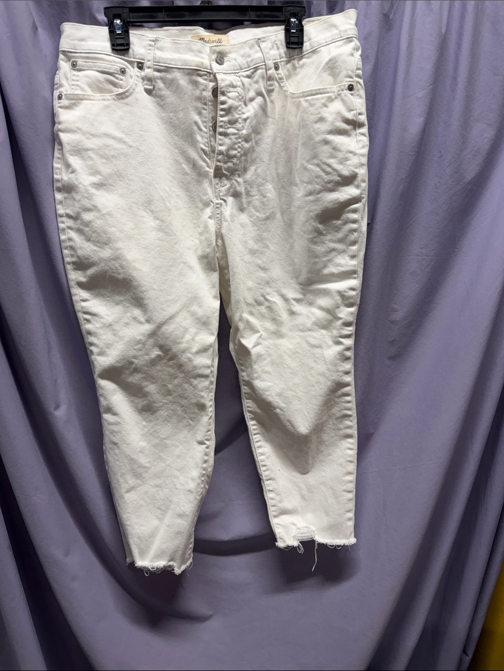 Madewell White Cropped Ankle Jeans - Raw Hem
